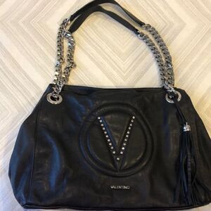 Valentino by Mario Valentino Black Leather V Bag